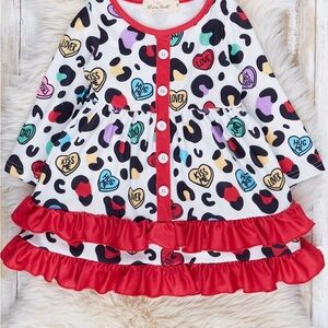 Colorful Heart Print Dress with Red Accents- Infant/Toddler size- New - Boutique